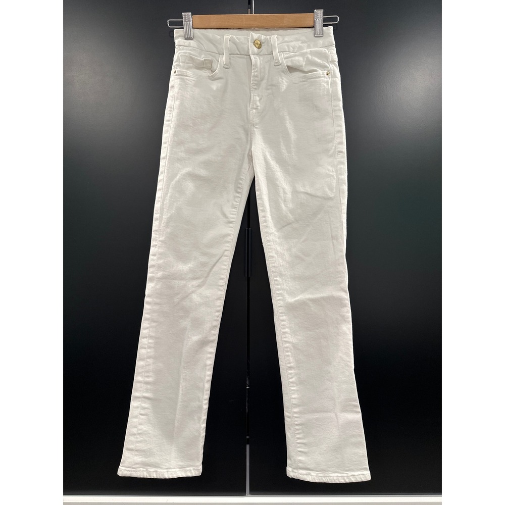 FRAME Le Crop Mini‎ Boot Jeans Blanc White High Rise Stretch Denim Size 25